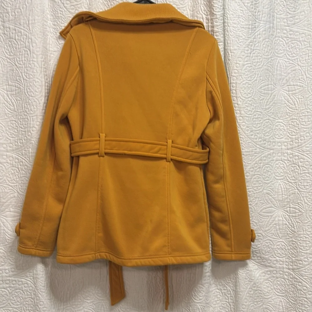 Cavalini Mustard Colored Pea Coat with Belt - Picture 2 of 10